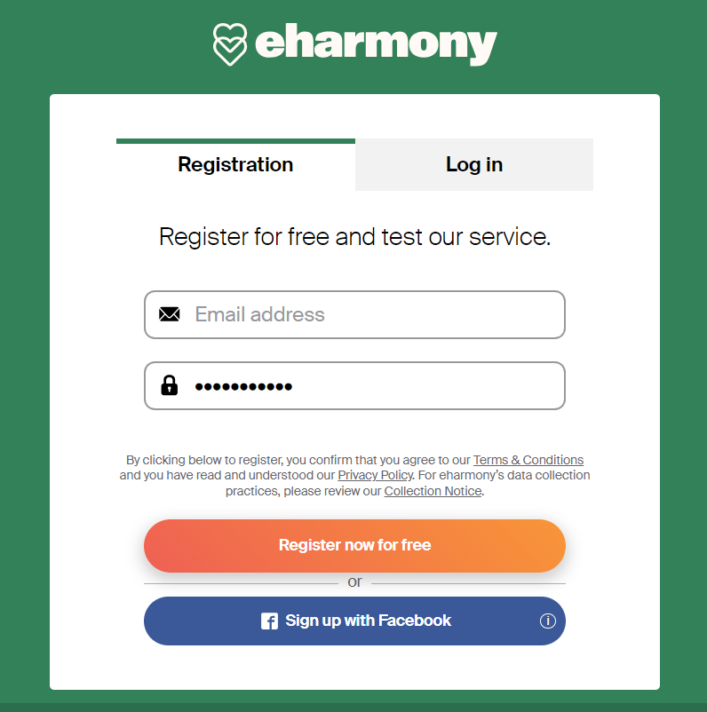Registration eHarmony