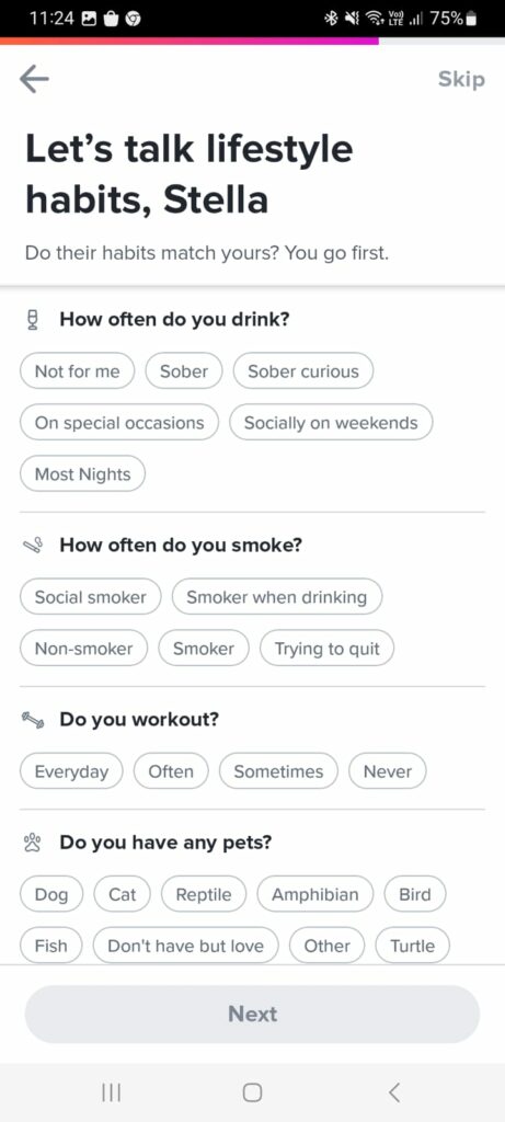 Tinder Favourite Things