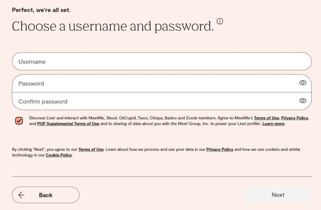 Username and password