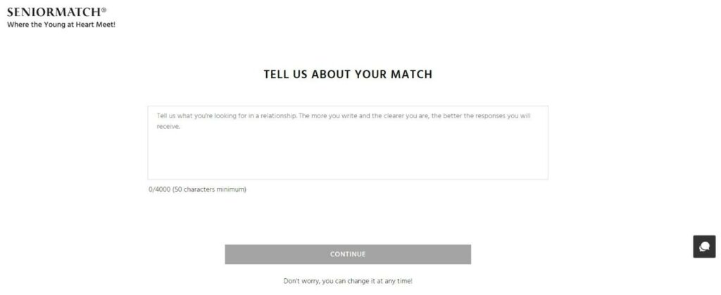 About yourself match